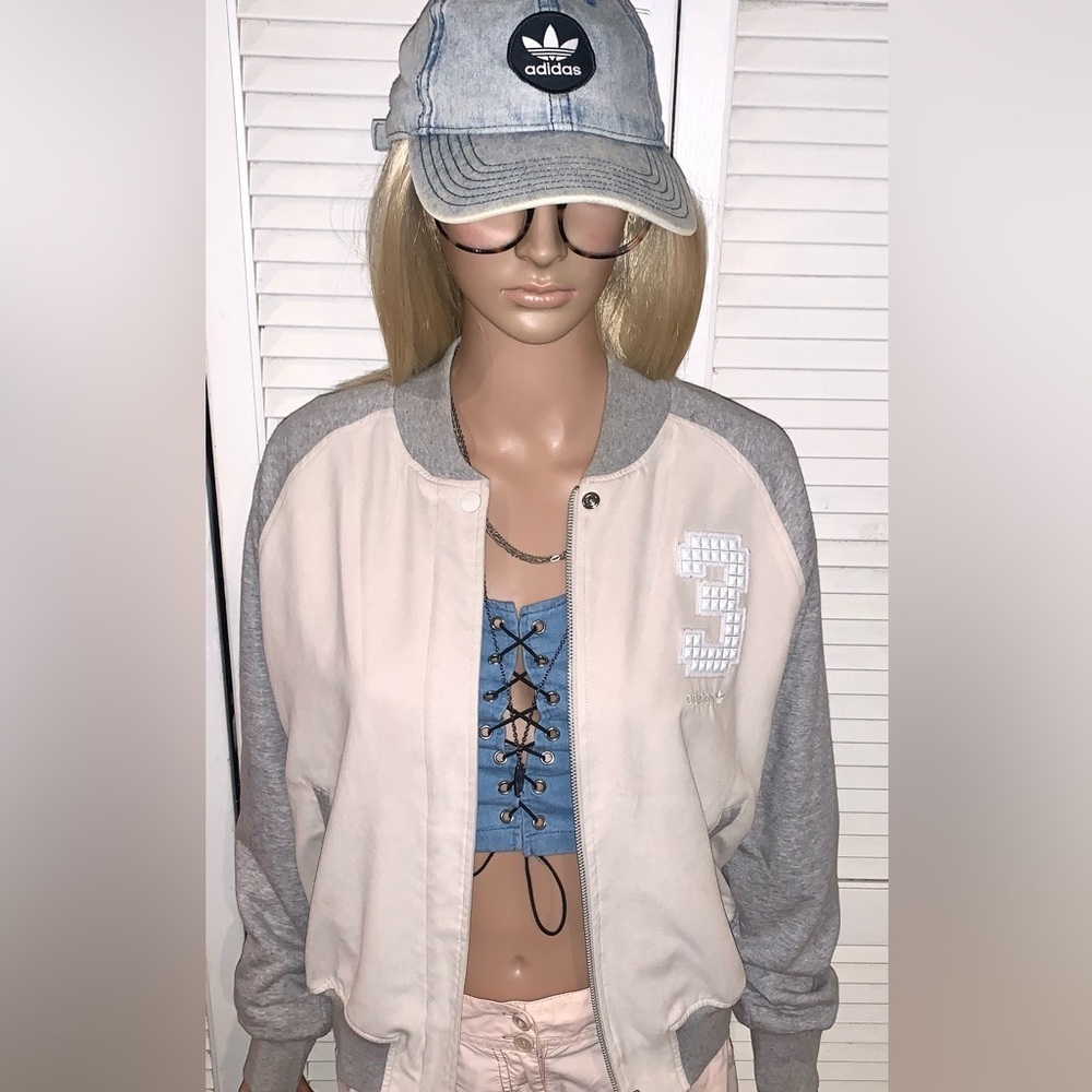 RARE Adidas EF SUPERGIRL FAUX LEATHER Track Varsity Jacket women’s Large